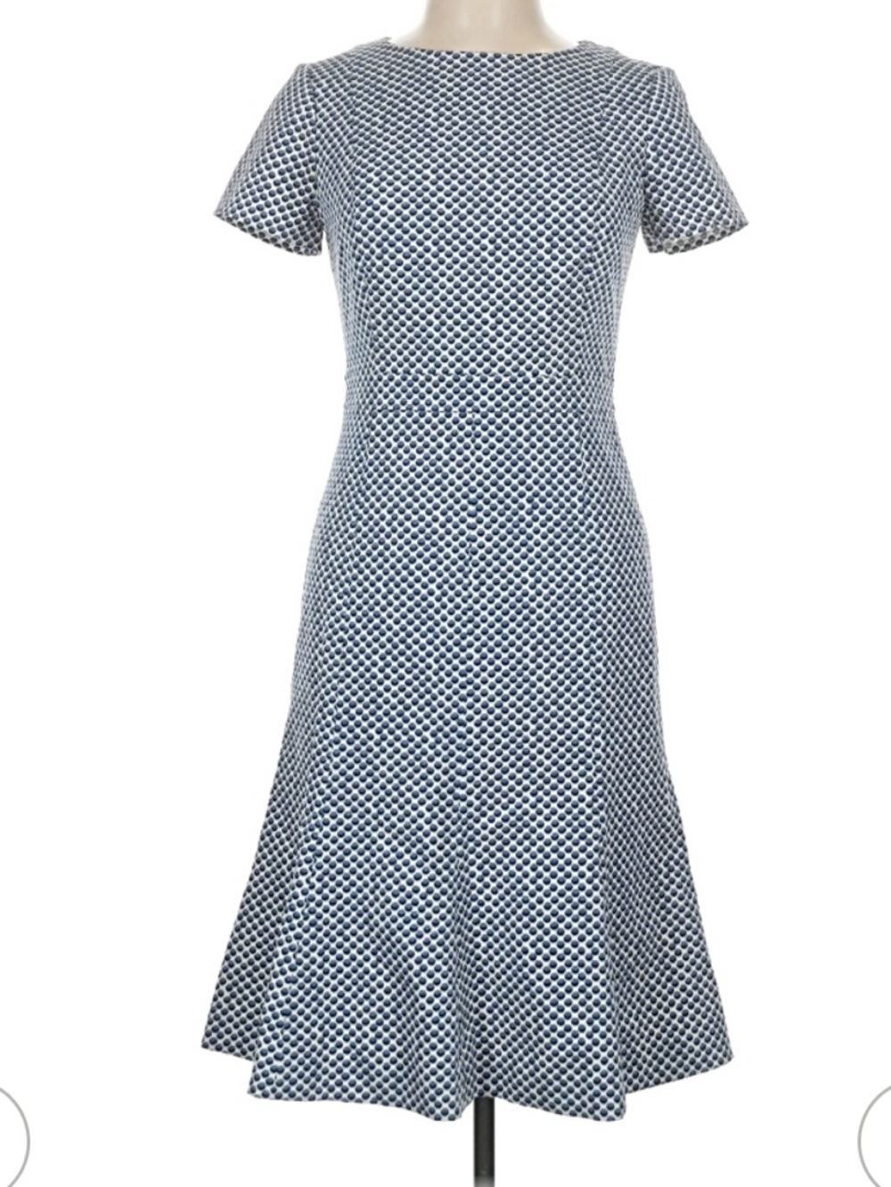 Tory Burch Navy and White Textured A-Line Midi Dress Size 8